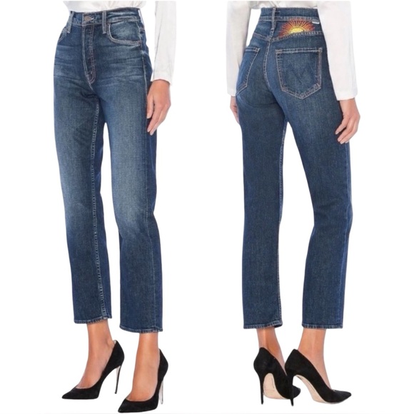 MOTHER Denim - MOTHER The Tomcat Ankle “Roasting Nuts” Jeans 🌞 Embroidered Sun | Size 28